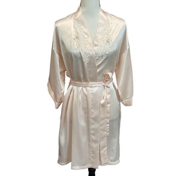 VTG Dentelle Satin robe blush pink size S - Picture 1 of 8